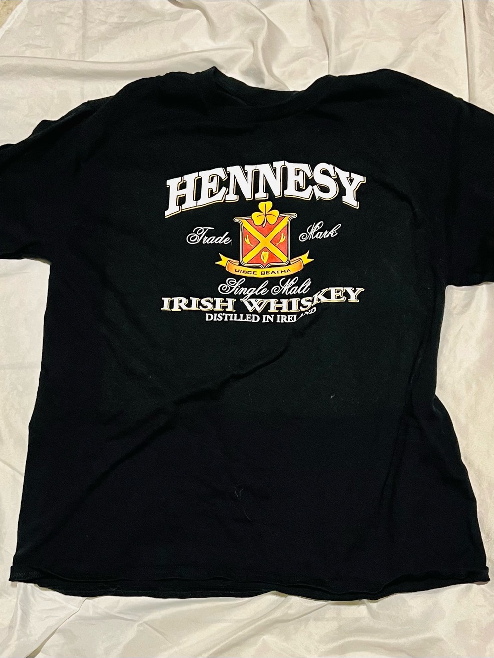 Hennesy Black Graphic Tee with Yellow & Red Crest Men’s L